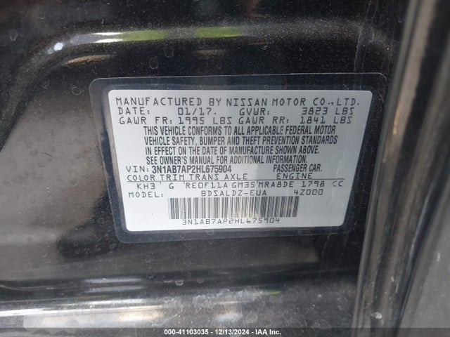 Nissan SENTRA SV 2017 3N1AB7AP2HL675904 Image 9