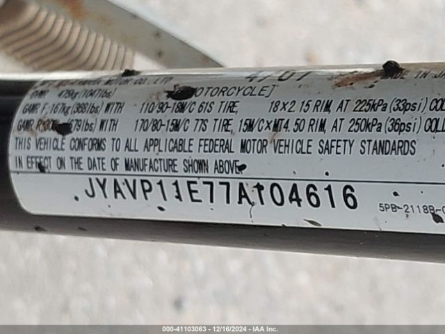 2007 YAMAHA XVS1100 JYAVP11E77A104616 Photo 9