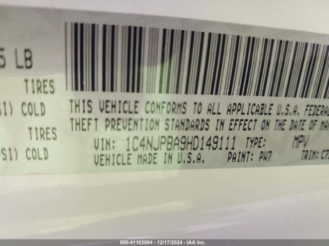 1C4NJPBA9HD149111 Jeep Patriot Sport Fwd