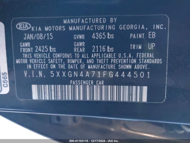 5XXGN4A71FG444501 KIA OPTIMA EX