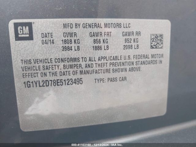 1G1YL2D78E5123495 Chevrolet Corvette Stingray Z51
