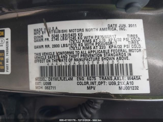 2011 MITSUBISHI ENDEAVOR 4A4JN2AS9BE032851 Photo 8