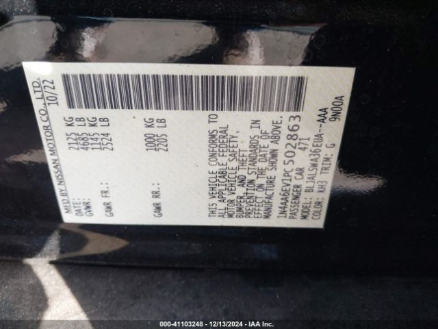 1N4AA6EV1PC502863 Nissan Maxima Sr Xtronic Cvt