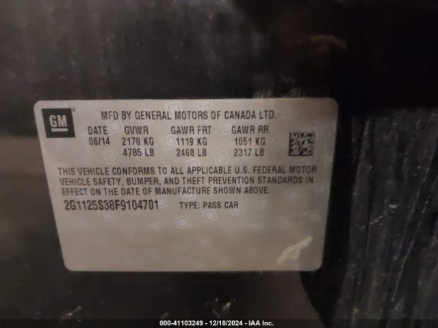 2G1125S38F9104701 Chevrolet Impala 2lt