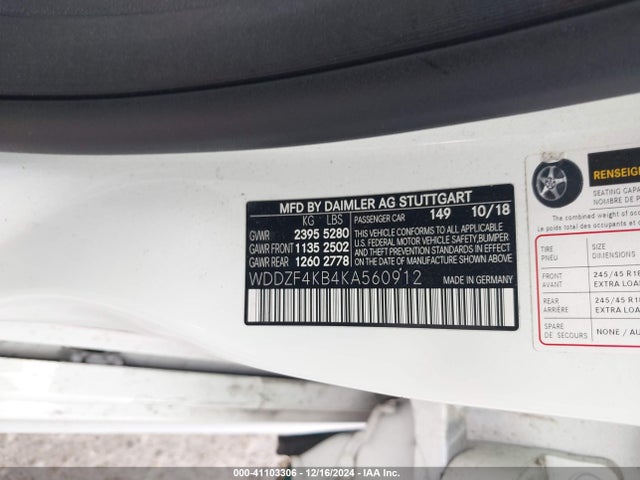 WDDZF4KB4KA560912 Mercedes-Benz E 300 4matic