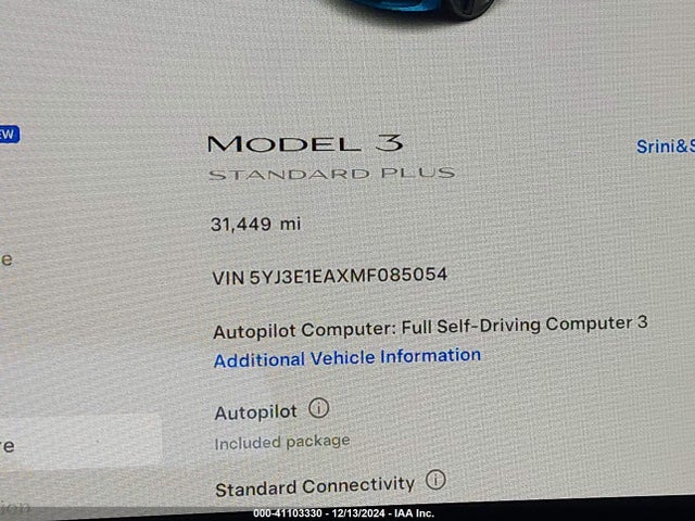 2021 TESLA MODEL 3 5YJ3E1EAXMF085054 Photo 6