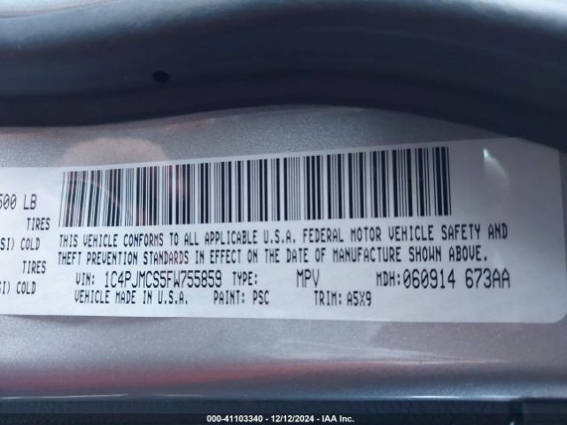 1C4PJMCS5FW755859 Jeep Cherokee Latitude Altitude