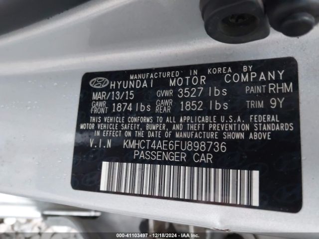 KMHCT4AE6FU898736 Hyundai ACCENT GLS