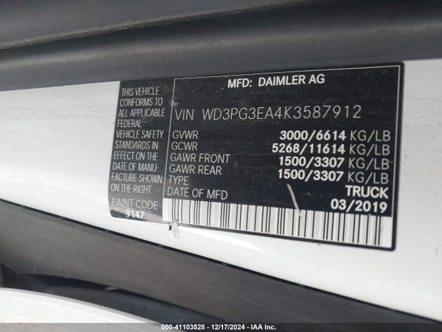 WD3PG3EA4K3587912 Mercedes-Benz Metris