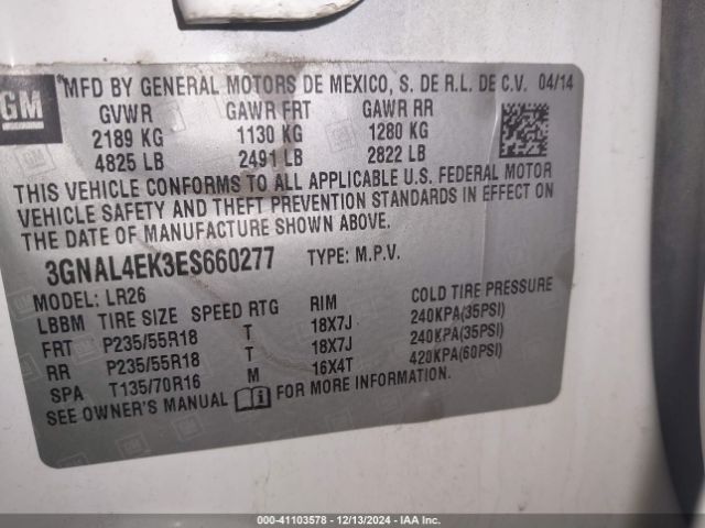 3GNAL4EK3ES660277 Chevrolet Captiva Sport Ltz