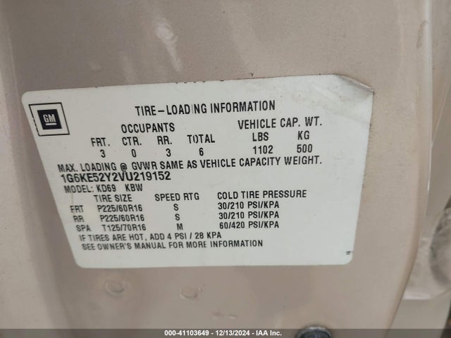 1997 CADILLAC DEVILLE 1G6KE52Y2VU219152 Photo 8