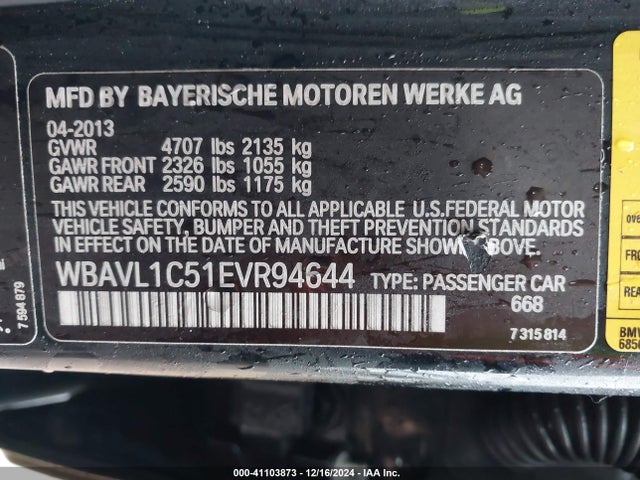 WBAVL1C51EVR94644 BMW X1 Xdrive28i