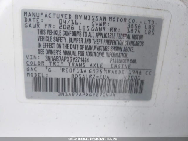 Nissan SENTRA SR 2016 3N1AB7APXGY271444 Image 9