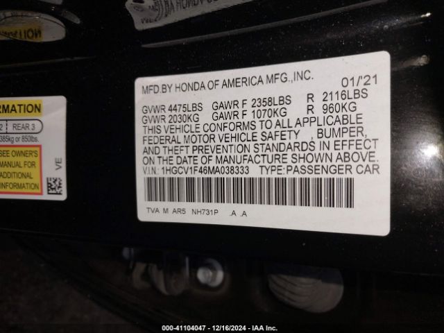 1HGCV1F46MA038333 Honda Accord Sport Special Edition
