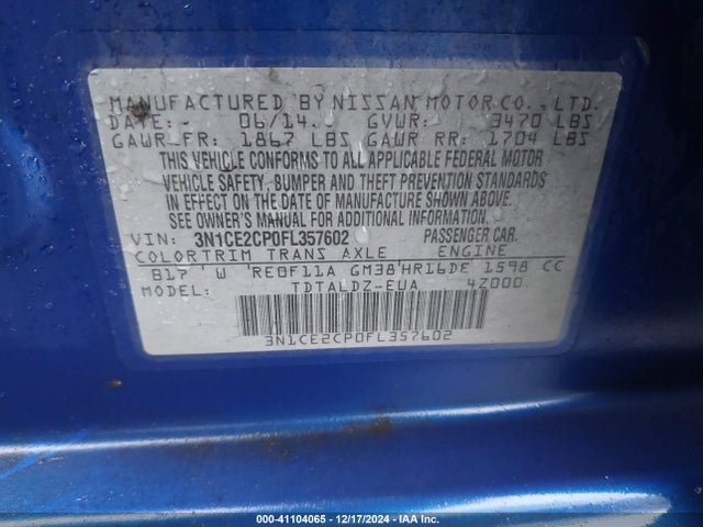 Nissan Versa Note Sv 2015 3N1CE2CP0FL357602 Image 9