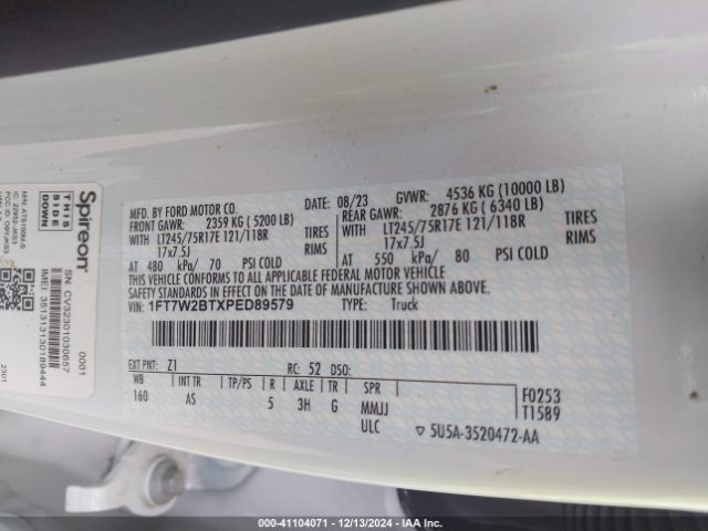 1FT7W2BTXPED89579 Ford F-250 Xl