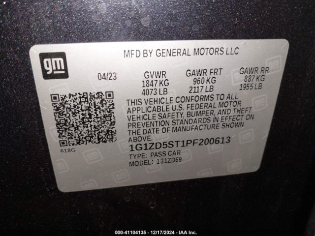 1G1ZD5ST1PF200613 Chevrolet Malibu Fwd 1lt