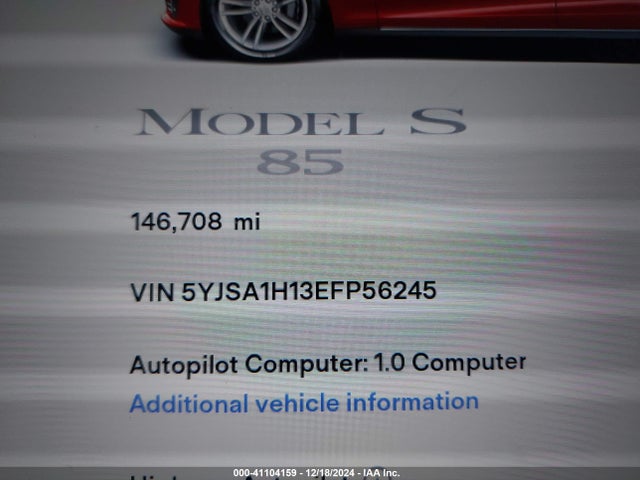 2014 TESLA MODEL S 5YJSA1H13EFP56245 Photo 6