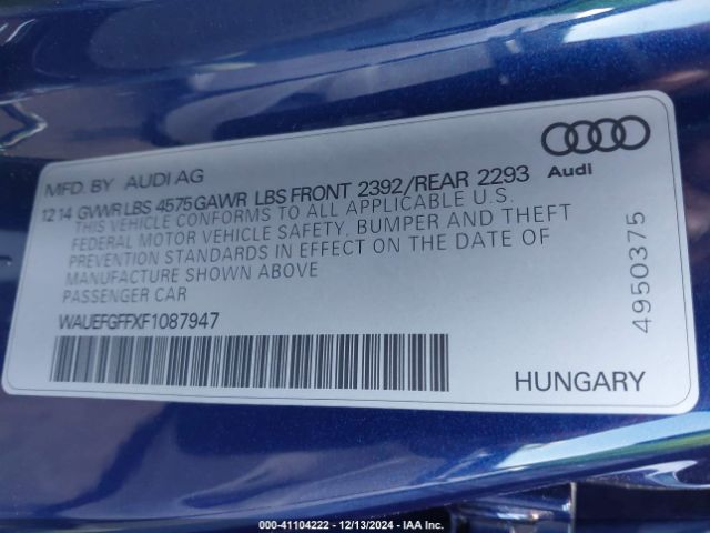 WAUEFGFFXF1087947 Audi A3 2.0t Premium