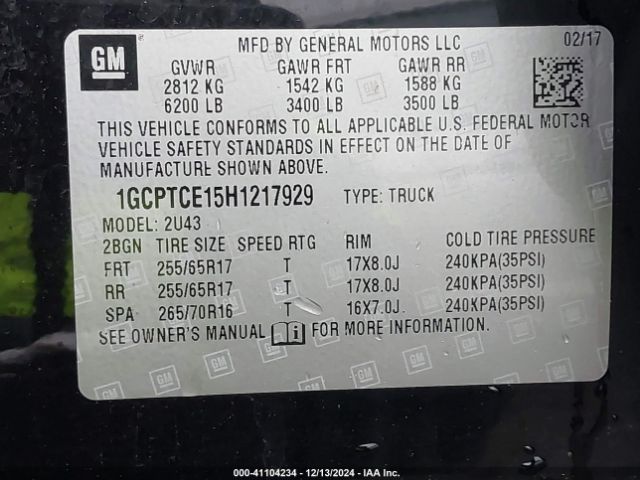 1GCPTCE15H1217929 Chevrolet Colorado Lt