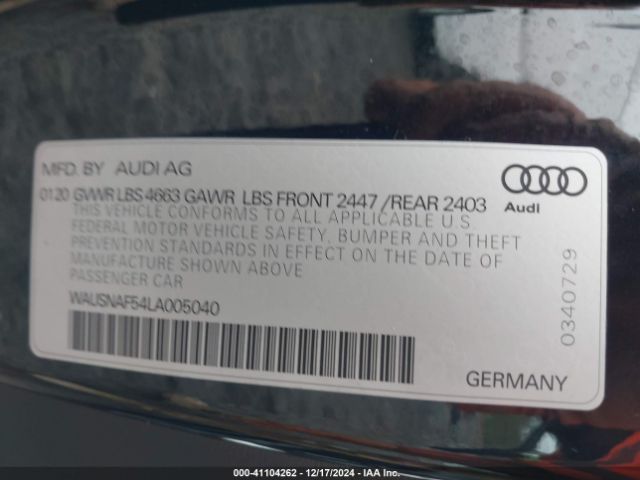 2020 AUDI A5 WAUSNAF54LA005040 Photo 8