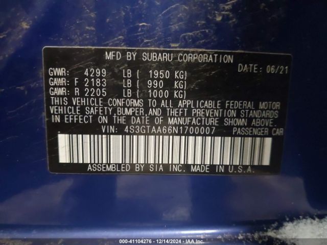4S3GTAA66N1700007 Subaru Impreza Base 5-door