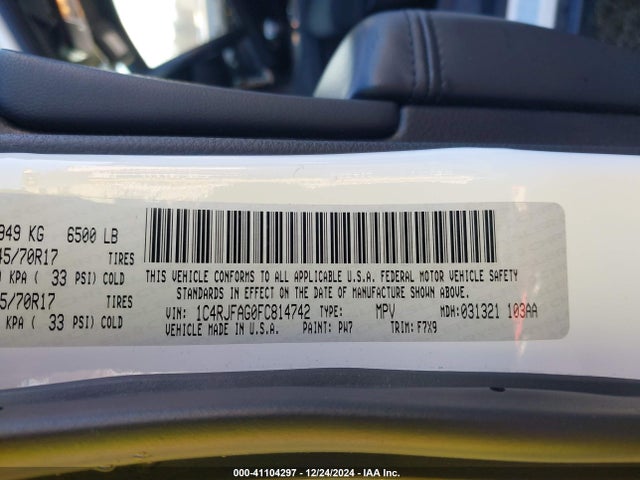 1C4RJFAG0FC814742 Jeep Grand Cherokee Laredo