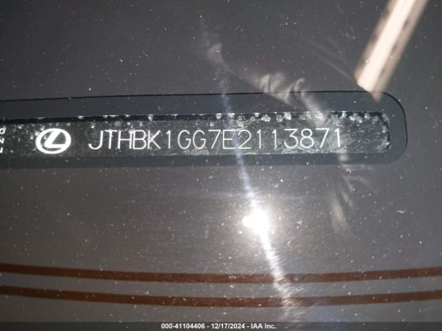 JTHBK1GG7E2113871 Lexus ES 350