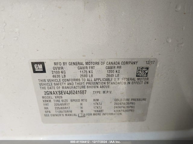 Chevrolet EQUINOX LT 2018 2GNAXSEV4J6241687 Image 9