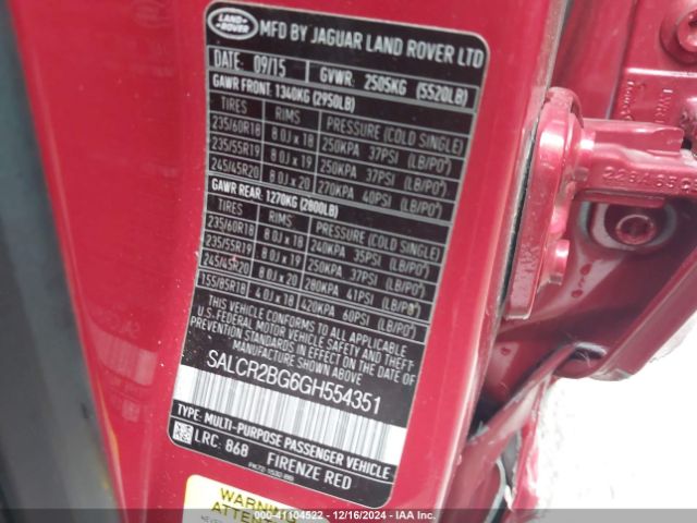SALCR2BG6GH554351 Land Rover Discovery Sport Hse