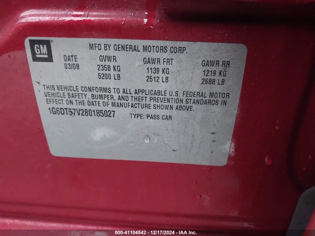 2008 CADILLAC CTS 1G6DT57V280185027 Photo 8