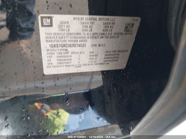 1GKS1GKC9GR214503 GMC Yukon Xl Slt