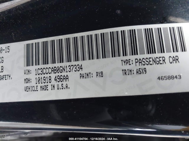Chrysler 200 Limited 2016 1C3CCCAB0GN137334 Image 9