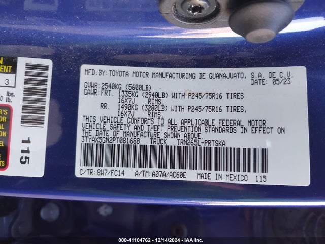 Toyota Tacoma Sr5 2023 3TYAX5GN2PT081688 Image 9