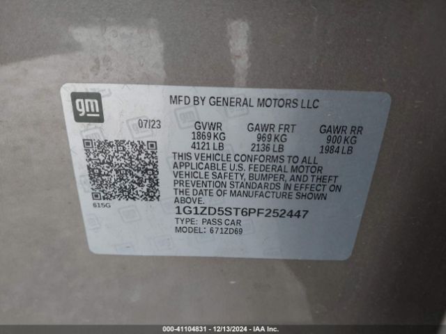 1G1ZD5ST6PF252447 Chevrolet Malibu Fwd 1lt