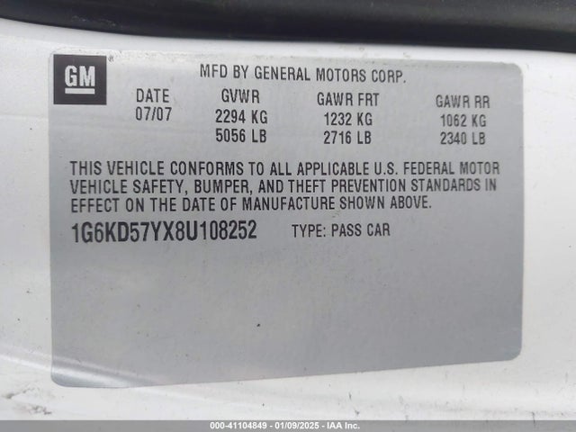2008 CADILLAC DTS 1G6KD57YX8U108252 Photo 8
