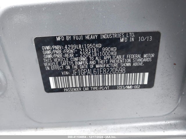 JF1GPAL61E8220598 Subaru Impreza 2.0i Sport Premium