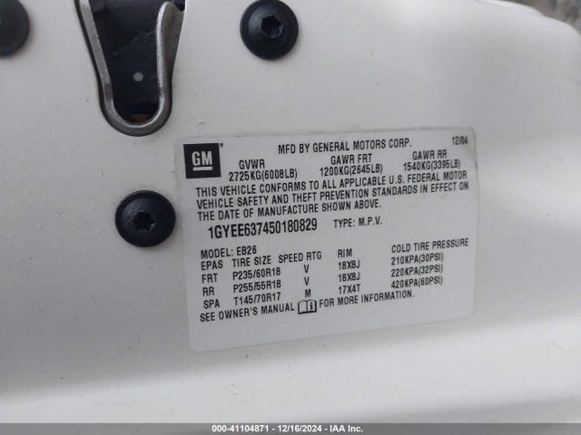 2005 CADILLAC SRX 1GYEE637450180829 Photo 8