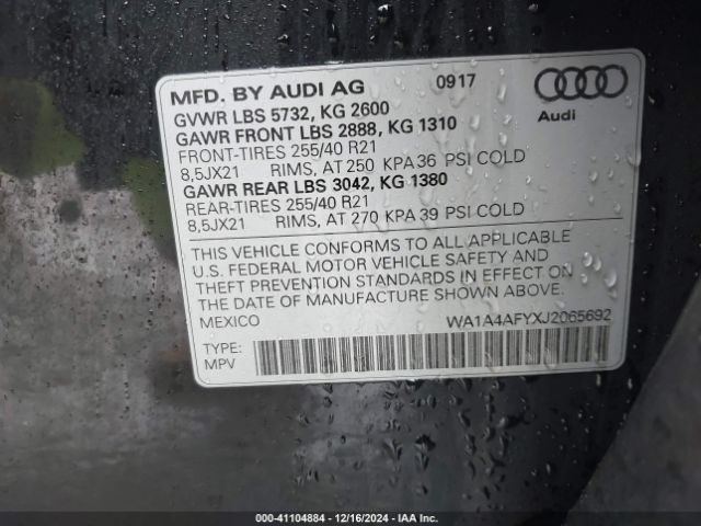 WA1A4AFYXJ2065692 Audi Sq5 3.0t Premium Plus