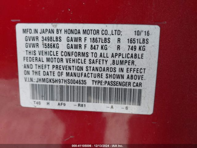 JHMGK5H97HS004635 Honda Fit Ex-l