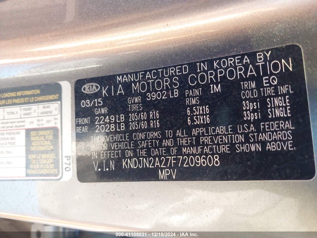 KIA Soul 2015 KNDJN2A27F7209608 Image 9