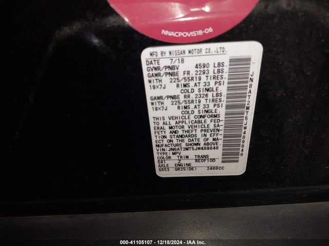 Nissan Rogue Sl 2018 JN8AT2MT5JW489848 Image 9