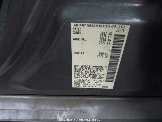1N4AL3AP3HC177795 Nissan Altima 2.5 Sv