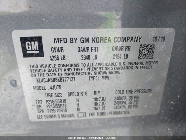 KL4CJASB8KB777137 Buick Encore Fwd Preferred