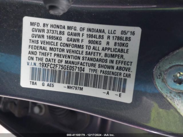 19XFC2F75GE057104 Honda CIVIC EX