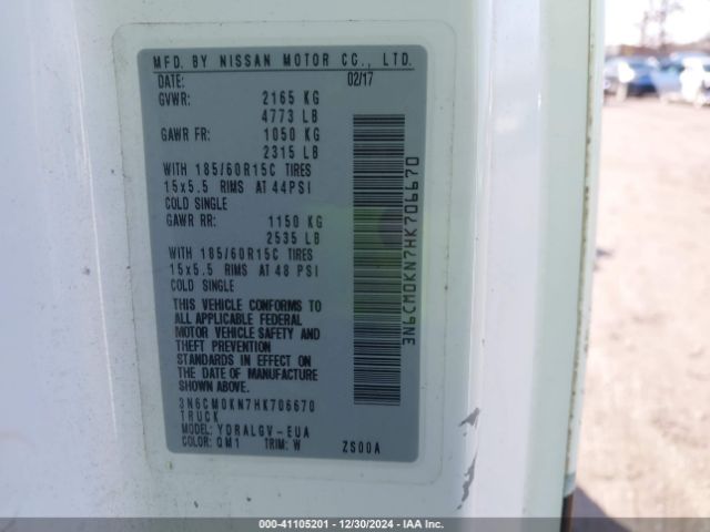 3N6CM0KN7HK706670 Nissan NV200 SV