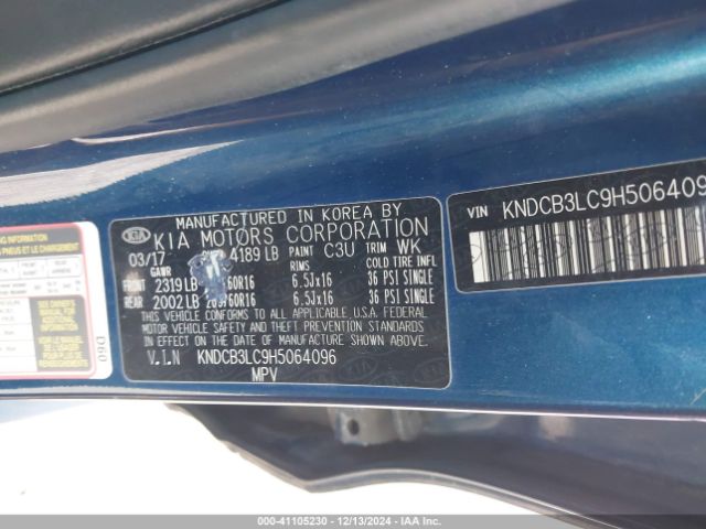 KNDCB3LC9H5064096 KIA NIRO LX