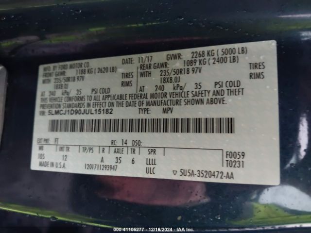 5LMCJ1D90JUL15182 Lincoln Mkc Premiere