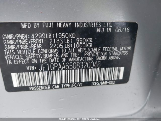 JF1GPAA65G8320046 Subaru Impreza 2.0i