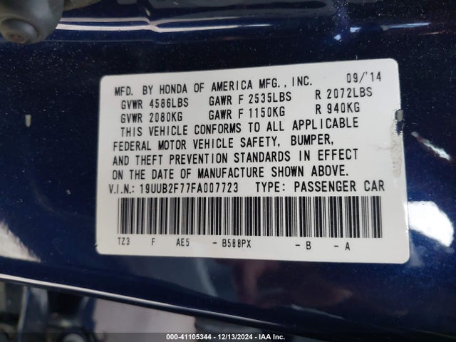 19UUB2F77FA007723 Acura Tlx V6 Advance
